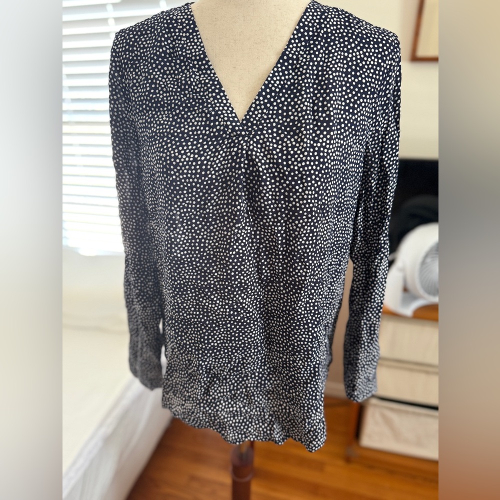 Ina Monochrome Polka Dot V-Neck Blouse